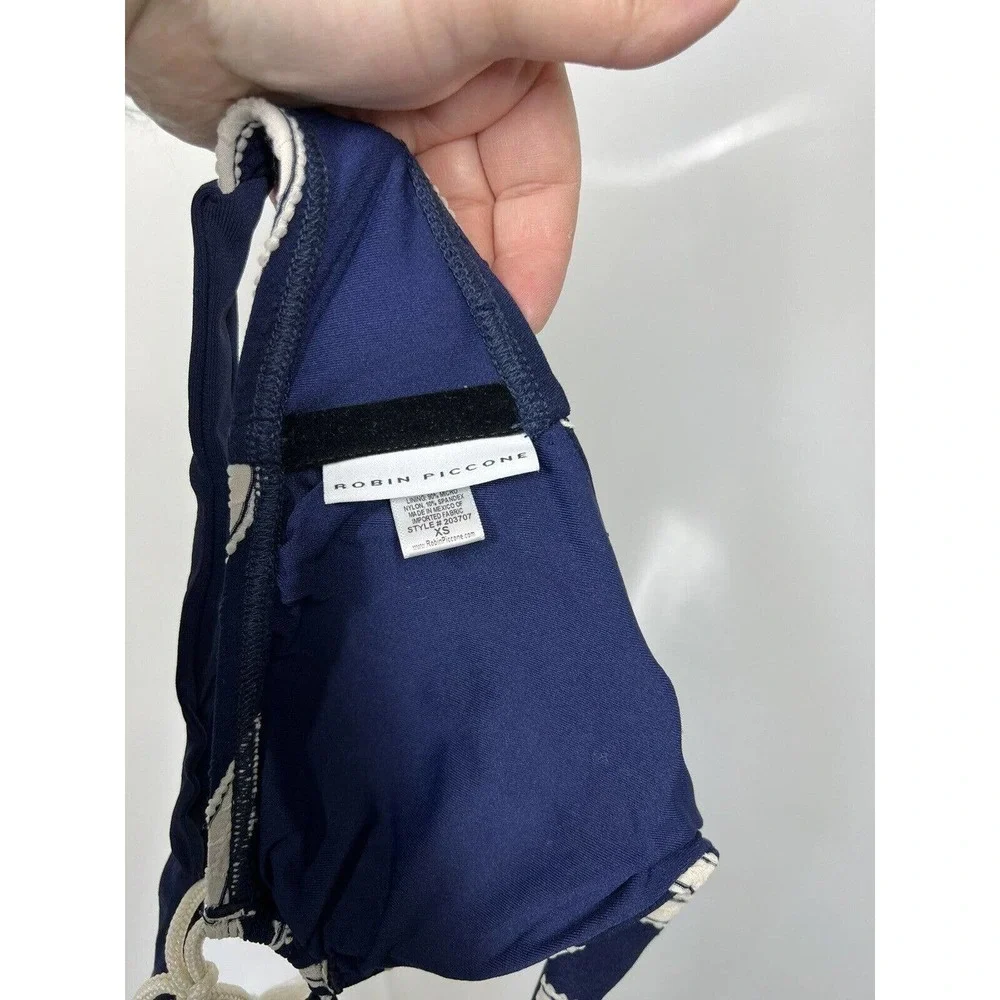 Robin Piccone Abi Stripe Indigo Halter Bikini Top